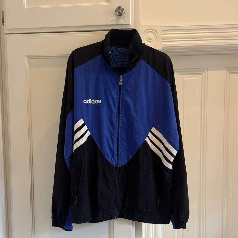 Adidas Men's Black and Blue Windbreaker